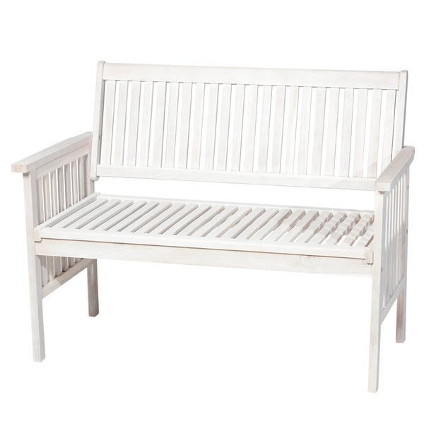 2-Sitzer-Terrassengartenbank aus weißem Holz 117 x 63 x 90 cm online