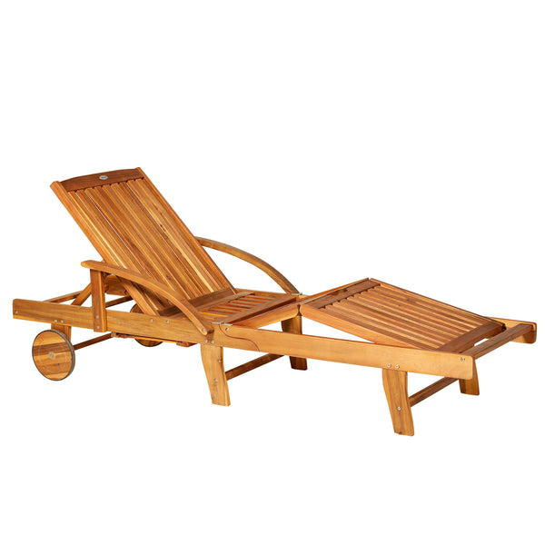 Klappbare Sonnenliege aus Akazienholz mit verstellbarer Rückenlehne und Fußstütze acquista