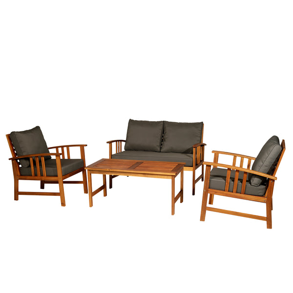 Garten-Lounge-Set aus Akazienholz, Sofa, 2 Sesseln und braunem Couchtisch prezzo