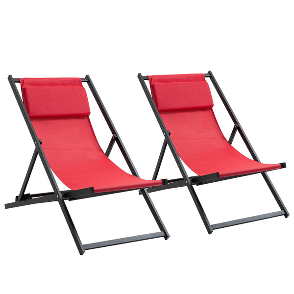 online Set mit 2 klappbaren Liegestühlen aus Aluminium 96,35 x 58 x 91,5 cm Rex Red