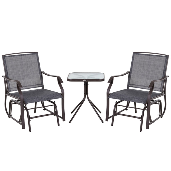 prezzo Garten-Lounge-Set aus Stahl mit 2 Stühlen und Couchtisch in Braun und Grau