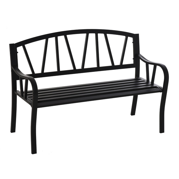 acquista 2-Sitzer-Gartenbank 128 x 56 x 86 cm aus schwarzem Metall