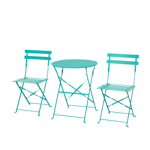 Set aus Couchtisch und 2 klappbaren Gartenstühlen aus grünem Metall acquista