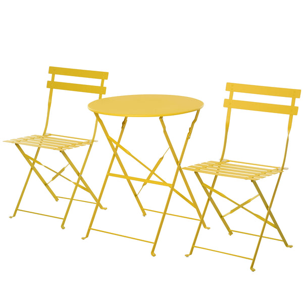 acquista Set aus Couchtisch und 2 klappbaren Gartenstühlen aus gelbem Metall