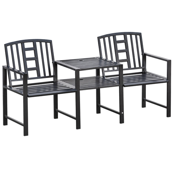 acquista 2-Sitzer-Gartenbank 165 x 52 x 83 cm mit schwarzem Tisch