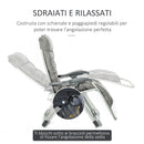 Sedia Sdraio Pieghevole da Giardino 90x65x110 cm con Schienale Reclinabile e Materassino Grigio Scuro-4