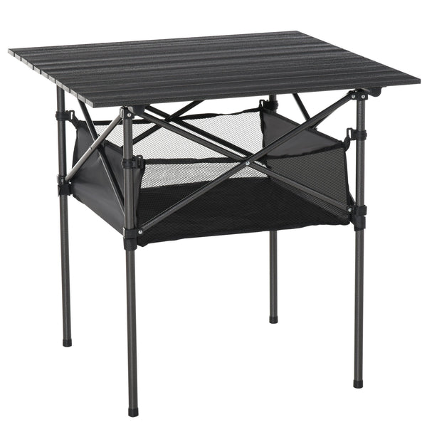 acquista Klappbarer Campingtisch 70x70x69 cm aus schwarzem Aluminium
