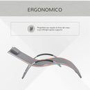 Lettino Prendisole da Giardino 160x60x65 cm in Alluminio Grigio-4
