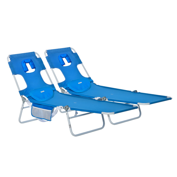 sconto Set aus 2 klappbaren Garten-Liegestühlen aus Metall und blauem PVC-Stoff