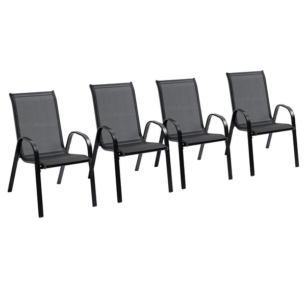 acquista Set mit 4 Gartenstühlen 70 x 54 x 90 cm aus Metall und schwarzem Stoff