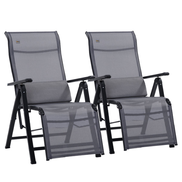 Set mit 2 verstellbaren Liegestühlen Zero Gravity 65 x 70 x 111 cm aus Stahl und grauem Netzstoff acquista
