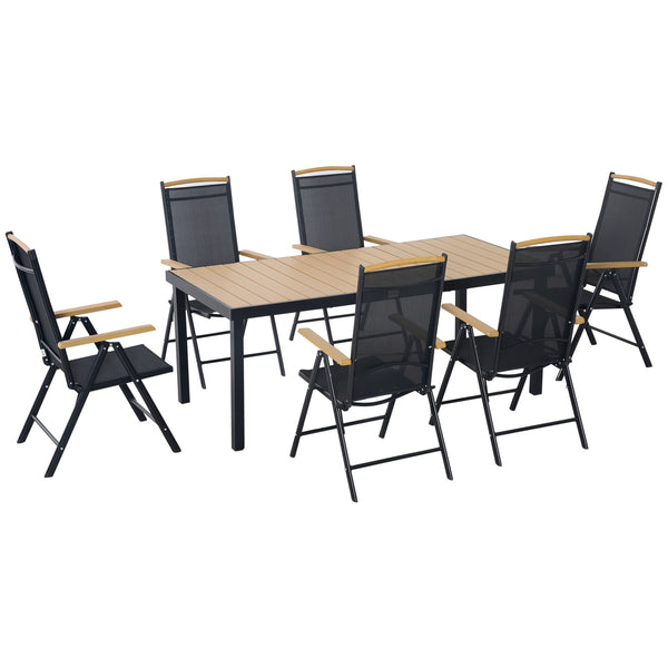 Set aus Tisch und 6 klappbaren Gartenstühlen in schwarzem Texteline online
