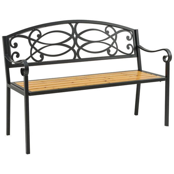 online Gartenbank 2 Sitze 127x52x88 cm in Metall und schwarzem Holz