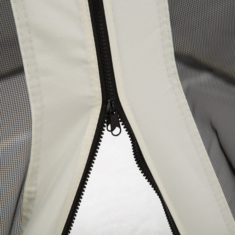 Zanzariera per Gazebo Tende di Ricambio Universale 302x207 cm con Cerniere Nero/Beige-7