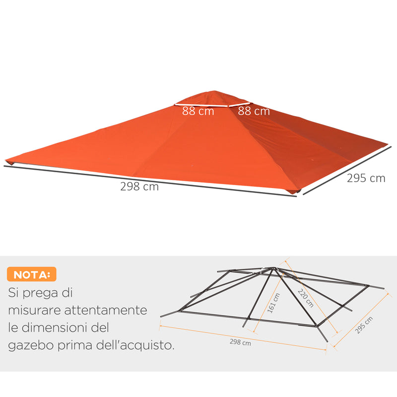 Tetto di Ricambio per Gazebo da Giardino 3x3 m in Poliestere  Morgan Arancione-3