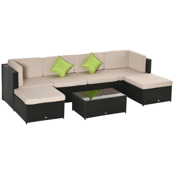 acquista Garden Lounge Set aus Polyrattan Virginia Schwarz und Beige Sofa 2 Sessel