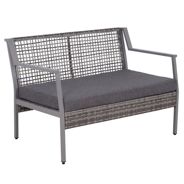 acquista 2-Sitzer-Gartenbanksofa aus grauem synthetischem Rattan und Aluminium 118 x 75 x 79 cm