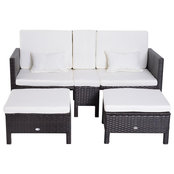 Garten-Lounge-Set aus synthetischem Rattan, Sofa, 2 Sesseln und schwarzem Couchtisch acquista