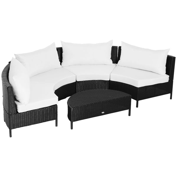sconto Garden Lounge Set Sofa aus synthetischem Rattan und schwarzem Couchtisch