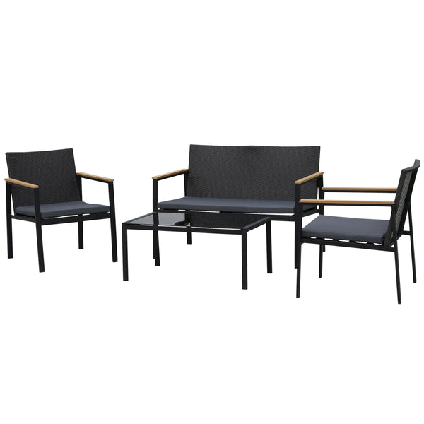 acquista Gartengarnitur Sofa 2 Sessel 1 Couchtisch aus schwarzem WDC-Stahl