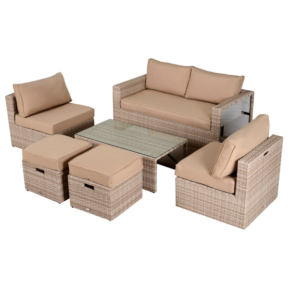 Garden Lounge Set aus Polyrattan Sofa 2 Sessel Kore Khaki und Beige prezzo