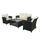 Garden Lounge Set Sofa 2 Sessel und Couchtisch aus schwarzem und cremefarbenem Rattan