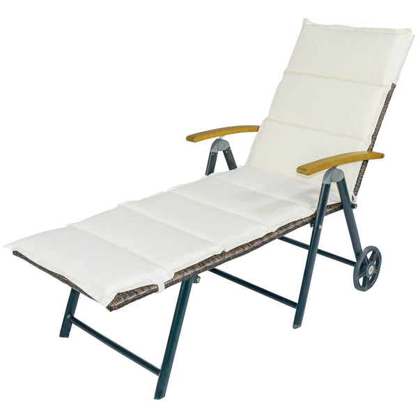 Garten-Liegestuhl mit verstellbarer Rückenlehne aus Aluminium und weißem Rattan sconto