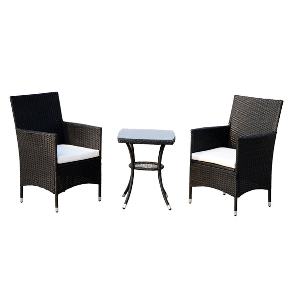 Garten-Lounge-Set aus synthetischem Rattan, 2 Sesseln und schwarzem Couchtisch acquista