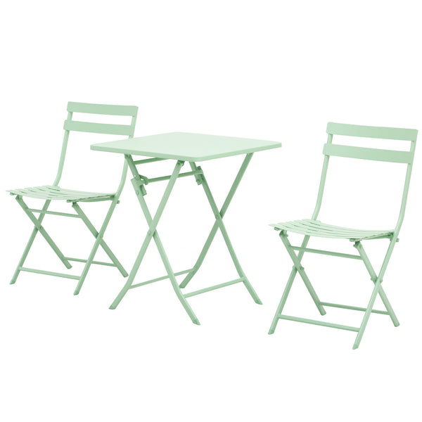 acquista Set aus Tisch und 2 klappbaren Gartenstühlen aus grünem Metall