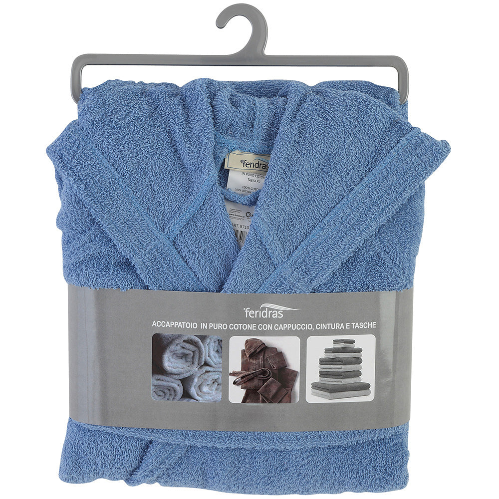 Feridras hellblauer Baumwoll-Frottee-Bademantel