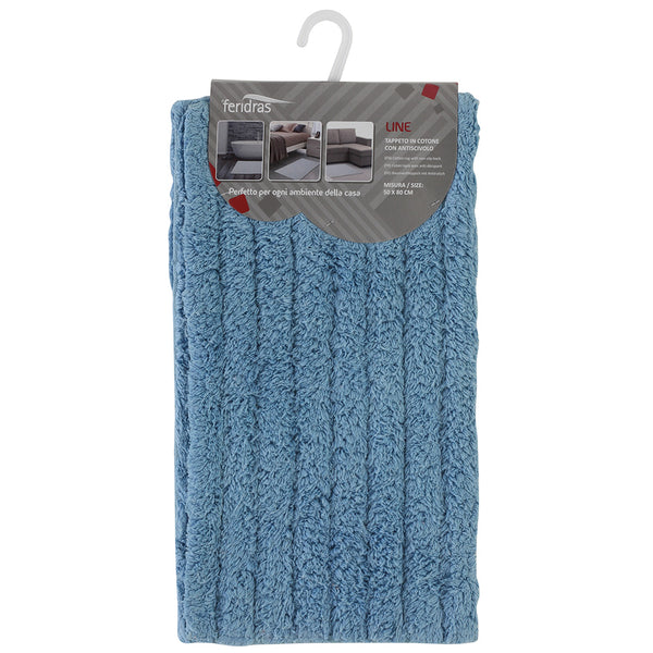 Badematte aus blauer Baumwolle mit rutschfester Feridras-Linie sconto