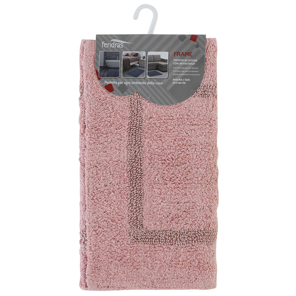 acquista Badematte aus Baumwolle mit rutschfestem Feridras-Rahmen in Rosa