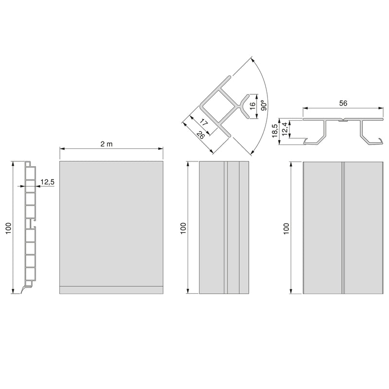 Battiscopa per Mobili Cucina 4,7m H10 cm con Giunti in Plastica Emuca Anodizzato Satinato-2