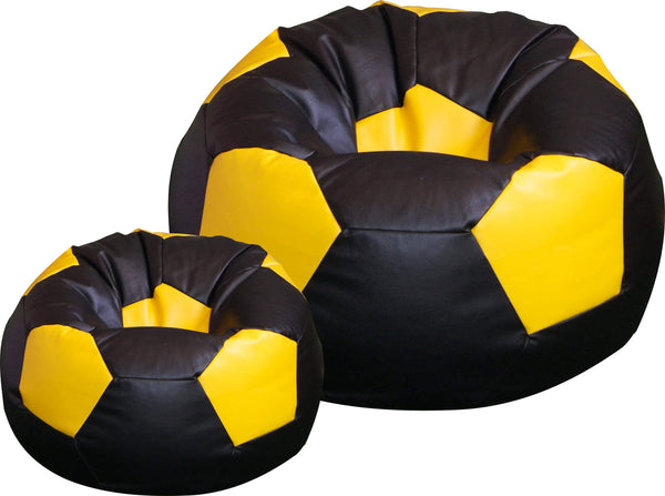 Bean Bag Hocker Ø100 cm aus Kunstleder mit Fußstütze Baselli Schwarz und gelber Fußball online
