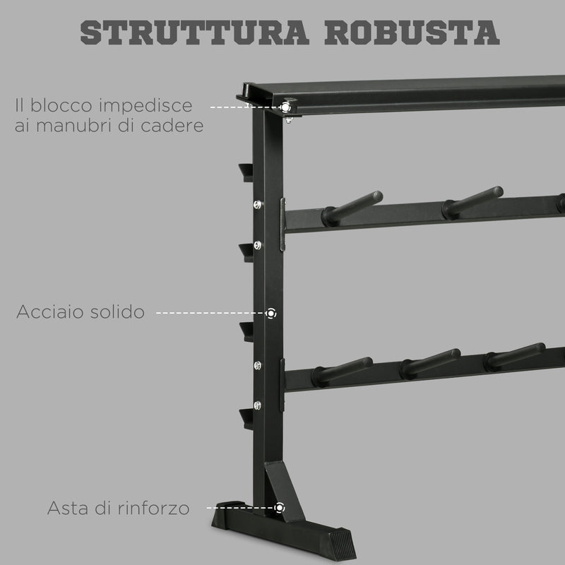 Porta Bilanciere Multiuso 100x55x102 cm per Barre Manubri e Dischi Pesi in Acciaio Nero-5