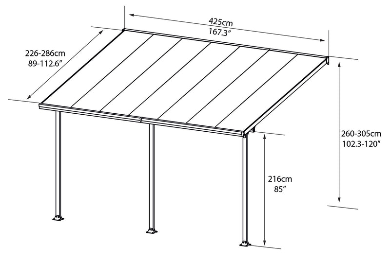 Pergola da Giardino in Alluminio 3x4,25m Onduline Emilia Bianco/Crystal-7