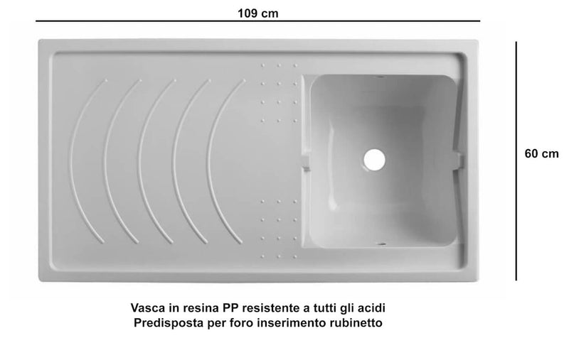 Lavatoio e Coprilavatrice in PVC 109x60x89 cm Forlani Tidy Bianco Lato Destro-3