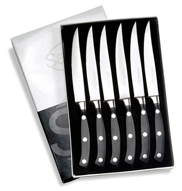 sconto Messerset für Rib-Steak Klinge 12 cm Sanelli Schwarz Anti-Rutsch-Griff