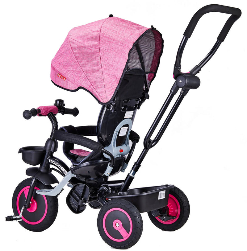 Passeggino Triciclo Seggiolino Reversibile  4 in 1 Boso Happy Kids Rosa-5