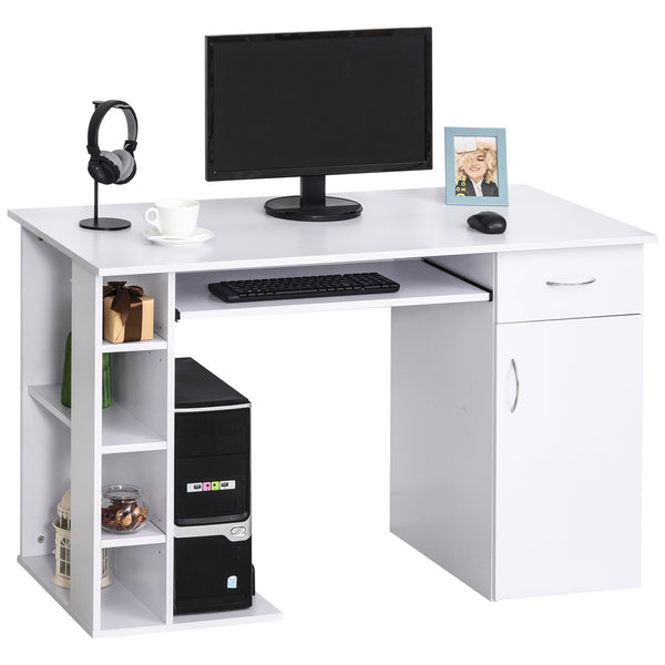 online Schreibtisch-PC-Halter 120 x 60 x 74 cm mit weißen Tastaturablagen