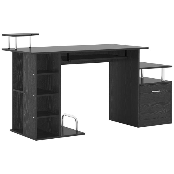 online Moderner PC-Schreibtisch Bürotisch mit verschiebbaren Tastaturablagen 152 x 60 x 88 cm Schwarz