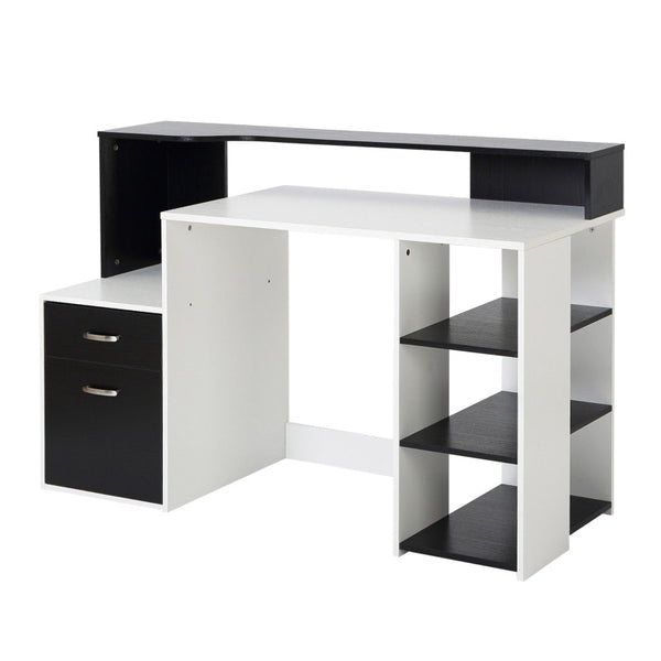 Schreibtisch-PC-Halter aus MDF 140 x 55 x 92 cm Schwarz und Weiß acquista