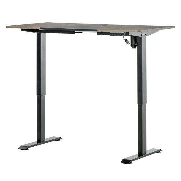 online Schreibtisch mit elektrischer Höhenverstellung 140x70x72-116 cm in Metall und Teak und schwarzer Spanplatte