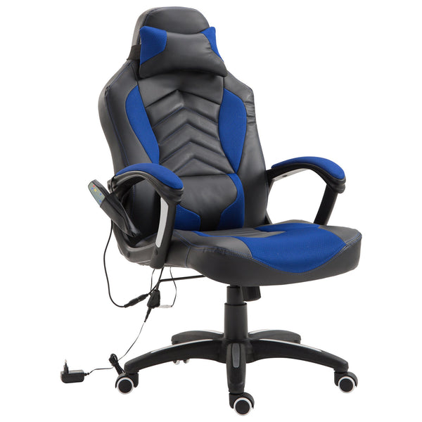 Blauer und schwarzer Massage- und Wärme-Gaming-Stuhl 68 x 69 x 108-117 cm sconto