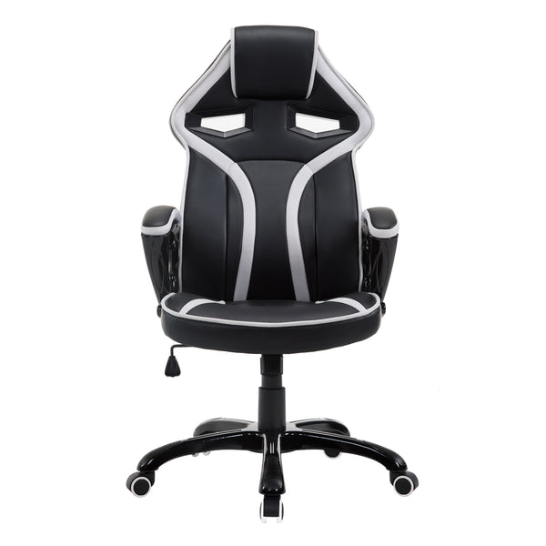 acquista Höhenverstellbarer Gaming-Stuhl aus schwarzem und weißem Kunstleder