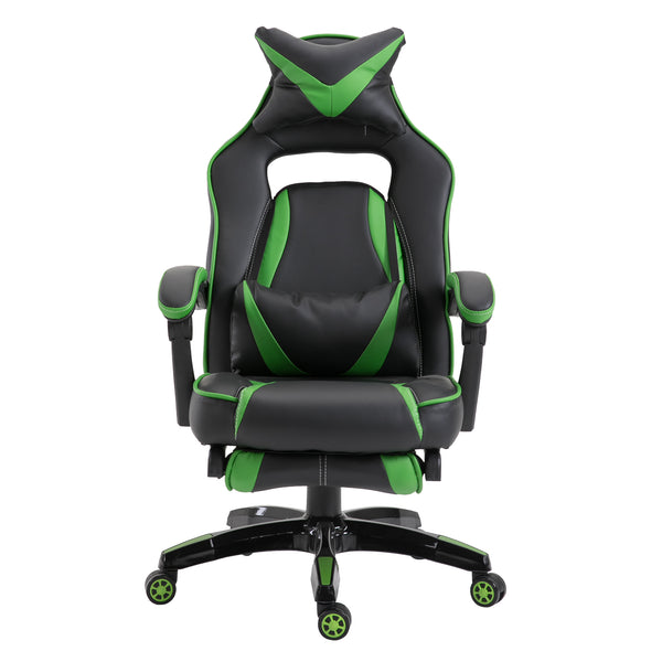Gaming-Stuhl mit Rädern aus schwarzem und grünem Kunstleder prezzo