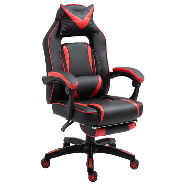 acquista Gaming-Stuhl mit Rädern aus rotem und schwarzem Kunstleder
