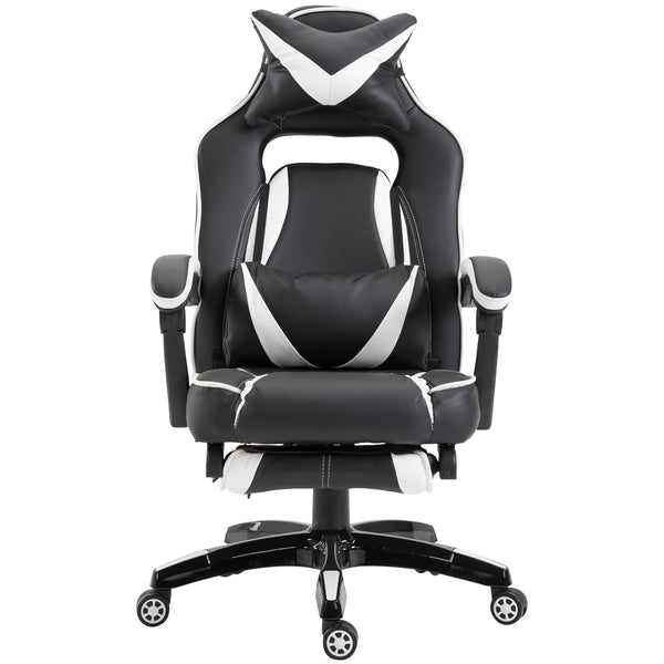 Gaming-Stuhl mit Rädern aus schwarzem und weißem Kunstleder prezzo