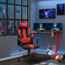 Sedia da Gaming Ergonomica in Similpelle Altezza Regolabile con Cuscino Nera e Rossa -2