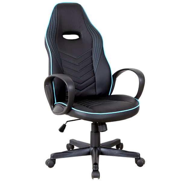 sconto Ergonomischer Gaming-Stuhl aus Kunstleder, höhenverstellbar, Schwarz und Blau